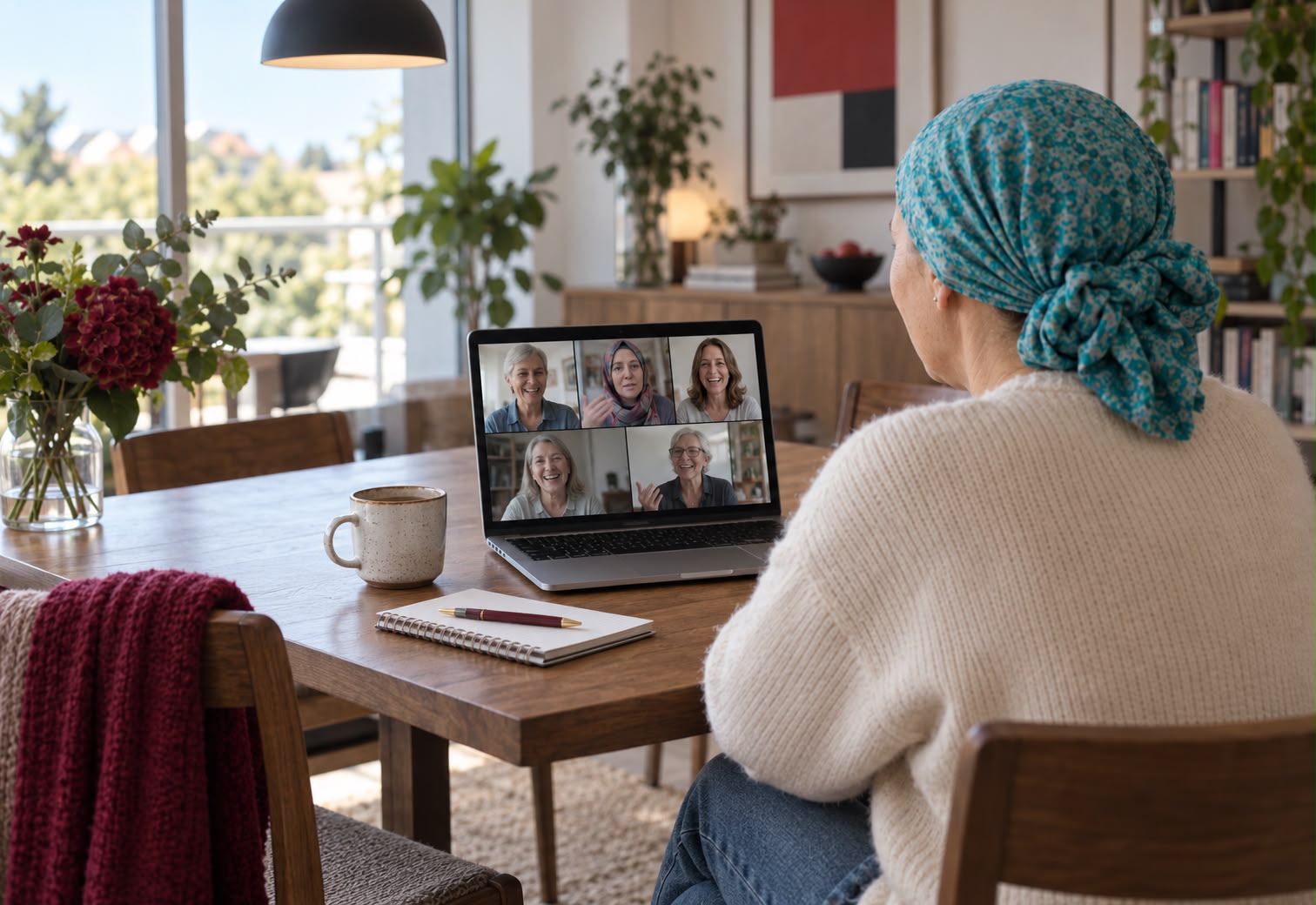 Frau am Notebook in einer Videokonferenz mit anderen Frauen
